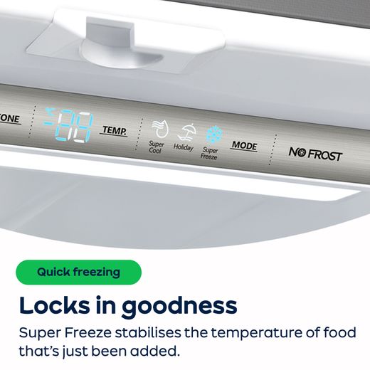 Hisense Integrated Frost Free Upright Freezer with Fixed Door Fixing Kit - AO Annotation - Super Freeze